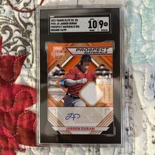 2021 Panini El Ext Ed Prospect Materials Signatures Jarren Duran /99 SGC 10/9