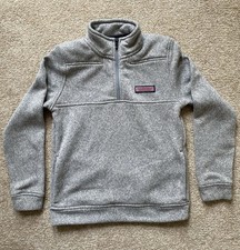 Vineyard Vines Kids Shep Shirt Gray Quarter Zip Pullover Sweatshirt Size M 12-14