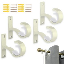 AZWOOD Curtain Pole Bracket, 4pcs Heavy Duty Rail 4PCS, White