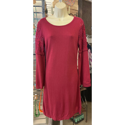 Octavia Mujer Talla Mediana Suéter Vestido Merlot Acampanado y Manga Aplique - Imagen 1 de 2