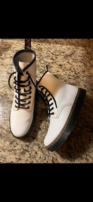 Dr. Marten s Zavala Women s White Leather Boots Size 8 (Worn Just Once) No Box