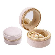 Travel Ring Box with Mirror, Velvet Lined Jewelry Organizer for Women - Mini ...