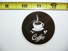 CIRCLE COFFEE CUP BEANS SMALL STICKER DECAL BEVERAGE MORNING WAKE UP FUN