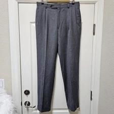Vtg Nautica Dress Slacks Mens 34x34 Gray Wool Pleated Cuffs Office Professional