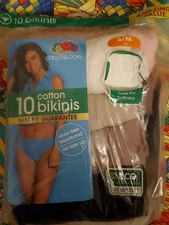9 Pair FOTL 100% Cotton Bikinis Size 6/M Open Pack Free Ship WP299