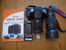 SONY DSLR A100 - 2 lenses - battery - charger, CF card  (Details below)
