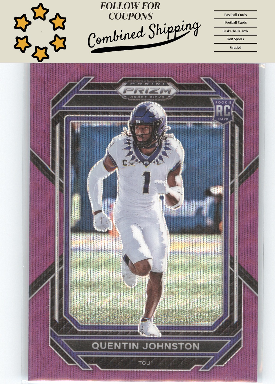 2023 Panini Prizm Draft Picks #138 Quentin Johnston Prizms Purple Wave