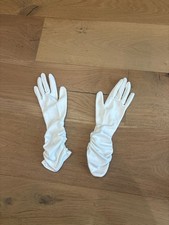 Vintage Stetson White Nylon Ruched Formal Gloves Size 7.5