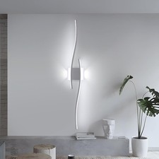 Image of Modern Wave LED Wall Light 27W Silver Indoor Wall Lamp Cool White