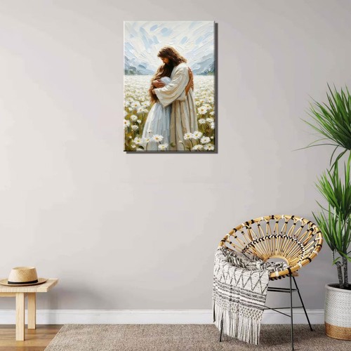 Jesus Hugging Girl Canvas Wall Art Jesus and Woman Wall Decor Pictures Modern... - Picture 6 of 7