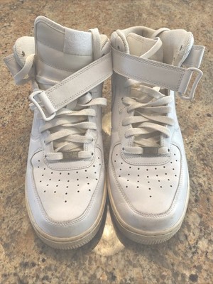 Nike 315123-111 AF1 Air Force 1 Mid Men's Basketball Shoes Size 10 Triple White