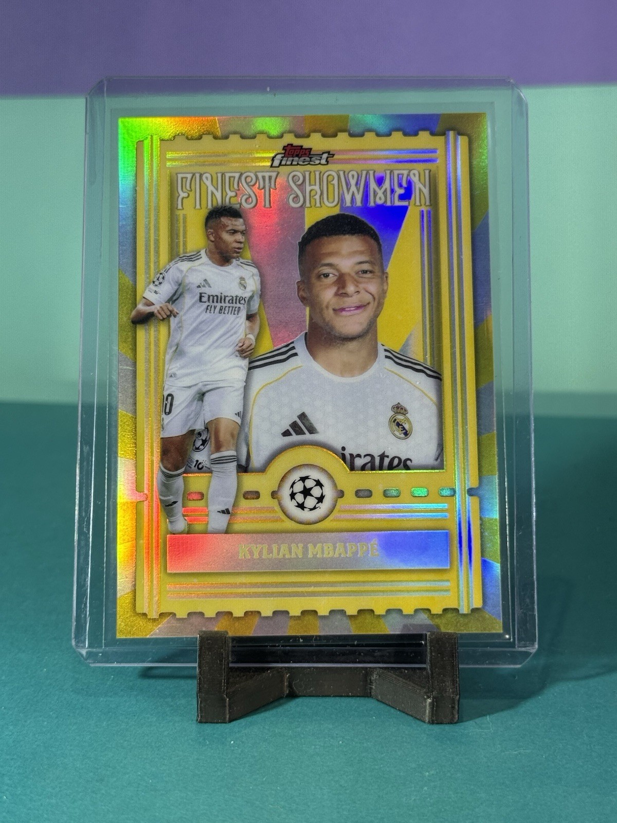 2025-26 Topps Finest UEFA Kylian Mbappe Showmen Refractor Real Madrid