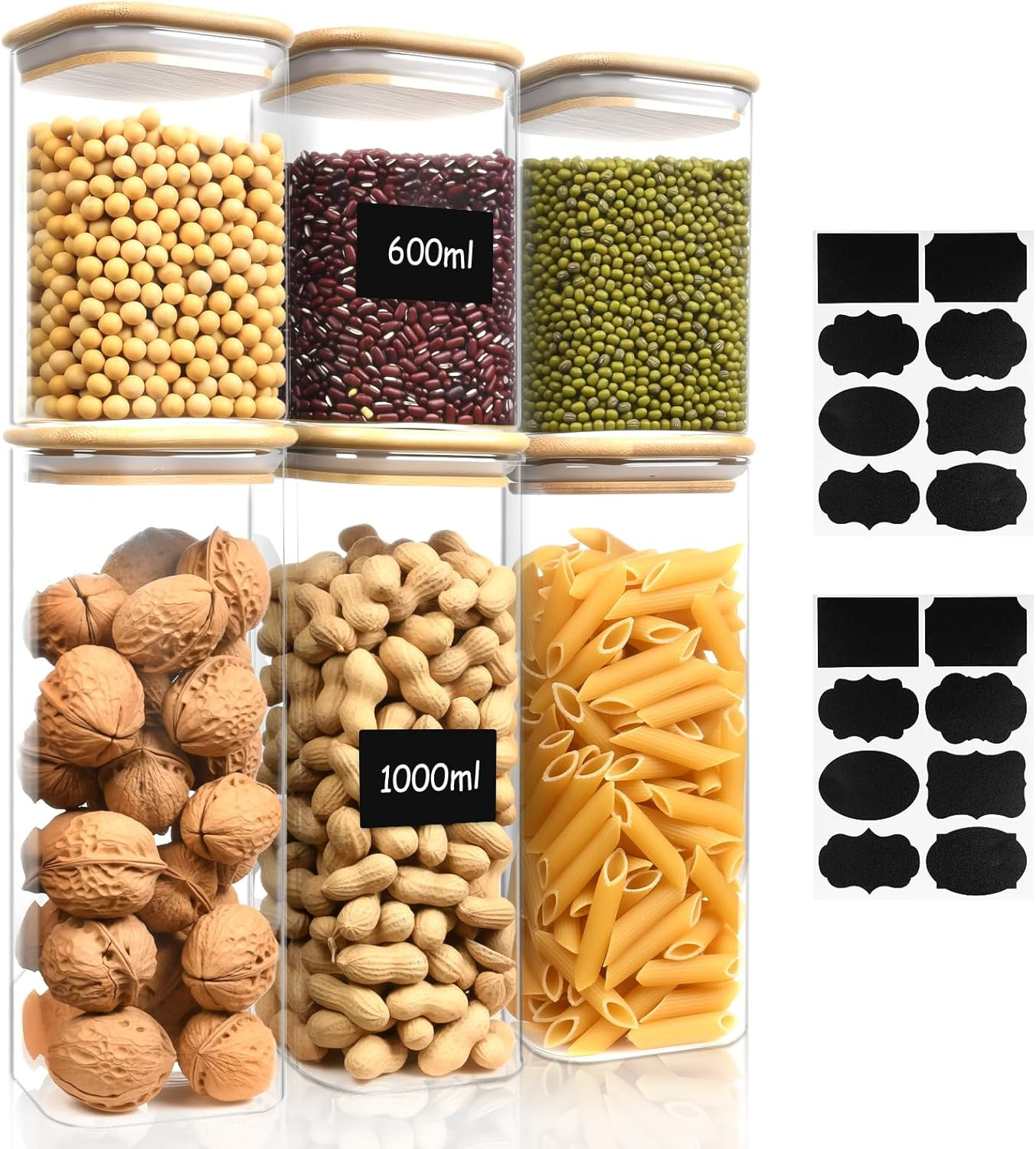Set 6 Barattoli Vetro Borosilicato 600ml - Dispensa Perfetta e Ordinata