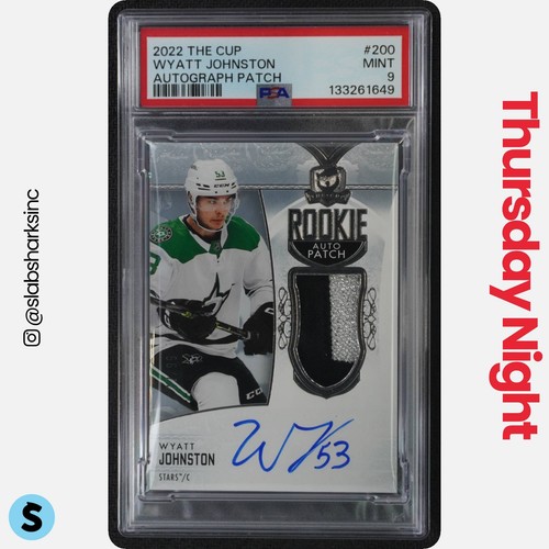 2022 UPPER DECK THE CUP #200 WYATT JOHNSTON ROOKIE PATCH AUTO RC /99 PSA 9