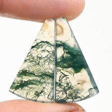 17.40Cts Natural Moss Agate Cabochon loose Gemstone Fancy Pair 14x26x3mm