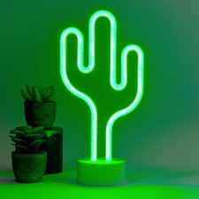 Legami - Neon Effect LED Lamp, It's a Sign, Cactus Theme, Dual Power, Type-C Cab
