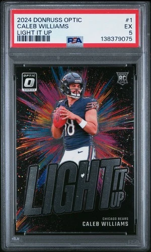2024 PANINI DONRUSS OPTIC LIGHT IT UP #1 CALEB WILLIAMS ROOKIE RC PSA 5