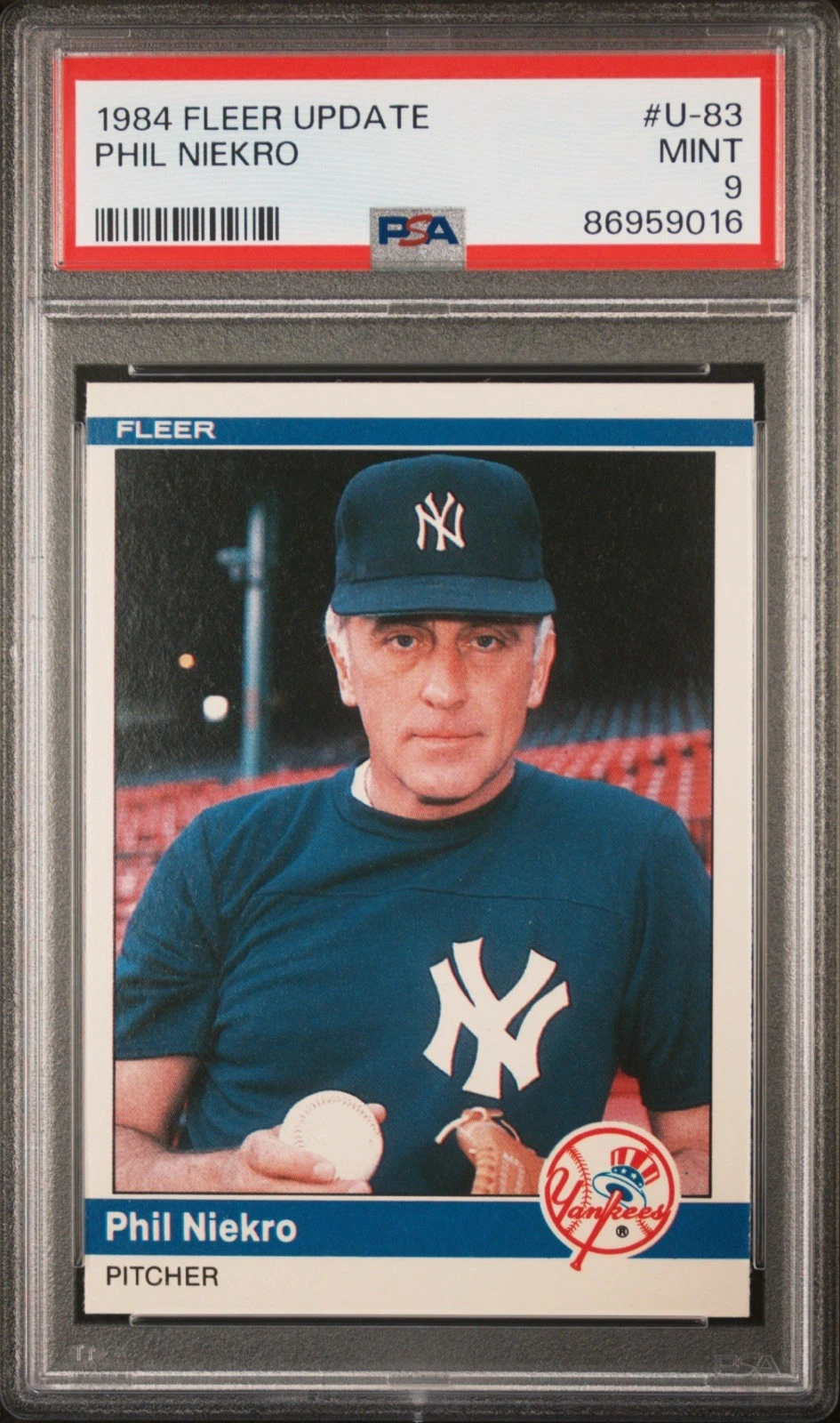 Deal for 1984 Fleer Update Phil Niekro #U-83 PSA 9 Mint HOF New York Yankees