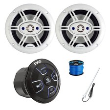 Pyle PLMRBT20 BT Marine Audio Controller, 2x 6.5" 240W Speakers w/Wire, Antenna
