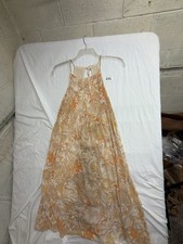 Lush Orange Floral Pleated Halter Maxi Dress