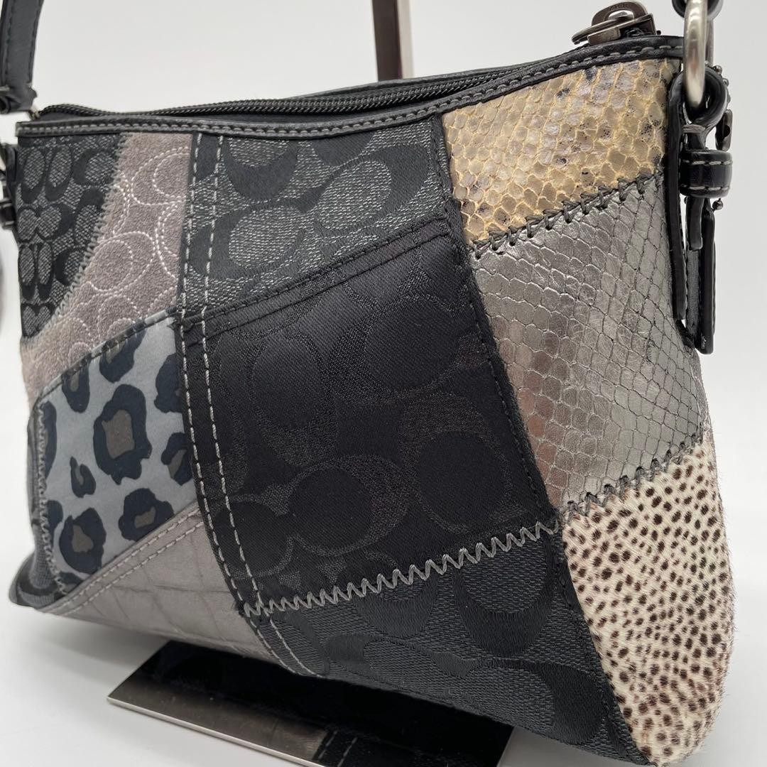 COACH Rare One Shoulder Patchwork Animal Hobo - Gem