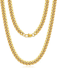 Silver Gold Plated Chain Link Necklace Stainless Steel 20" 6Mm/Comfortable.