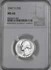 1947-S  25C WASHINGTON SILVER QUARTER "SAN FRANCISCO MINT" NGC MS66 #8343475-009