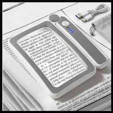 Rechargeable Magnifying Glass with Light, 5X Large Rectangular Page Magnifier...