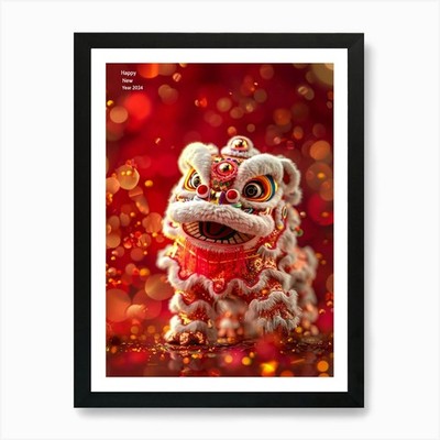 Microscopic Image Art Of Lion Dance Framed Wall Art Poster Canvas Print Picture