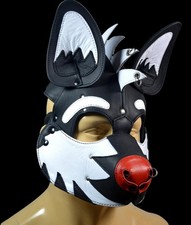 Leather dog mask Pet play hood puppy mask Costume Dog Hood mohawk