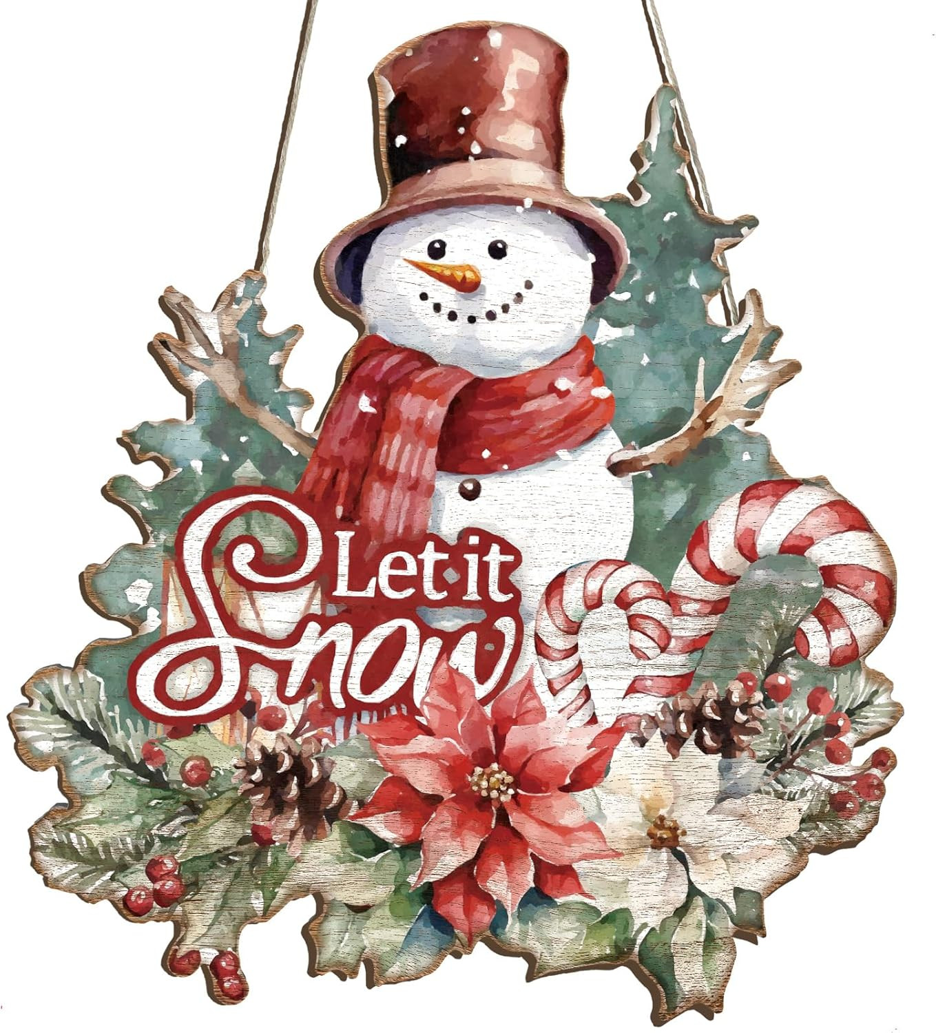 Hello Winter Door Sign Let It Snow Door Sign Decor Winter Decorative Signage Woo