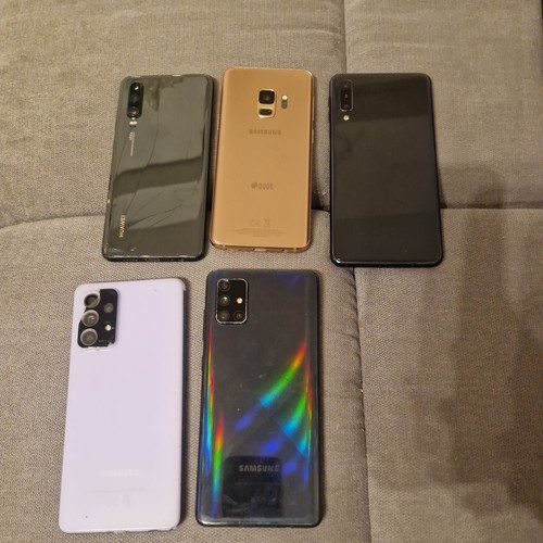 5 Smartphones Samsung + Huawei – Bastler/Ersatzteile – Display/Kamera beschädigt