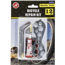 Bike Tire Repair Kit Bicycle Cycle Tube Puncture Patch Levers Spanner Tool: 12 P