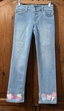 Gymboree Girls Embroidered Cupcake  Ice Cream Stretch Denim Jeans Sz 8