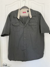 Wrangler Western Short Sleeve Button Up Shirt 100 Cotton Gray Men's XL Work