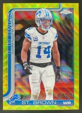 2025 Topps Chrome #98 Amon-Ra St. Brown Yellow Wave Refractor /275