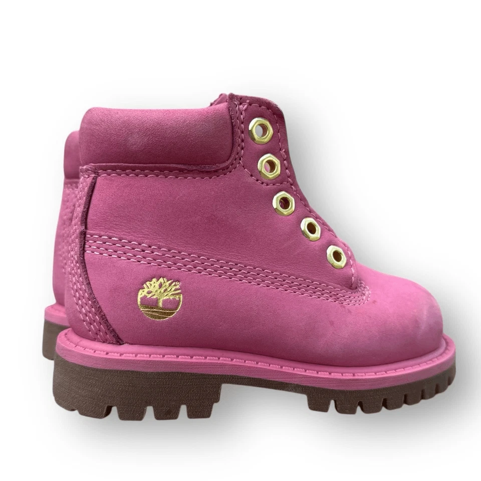 Timberland Pink Leather Combat Boots Toddler size 6 - Image 4 of 4
