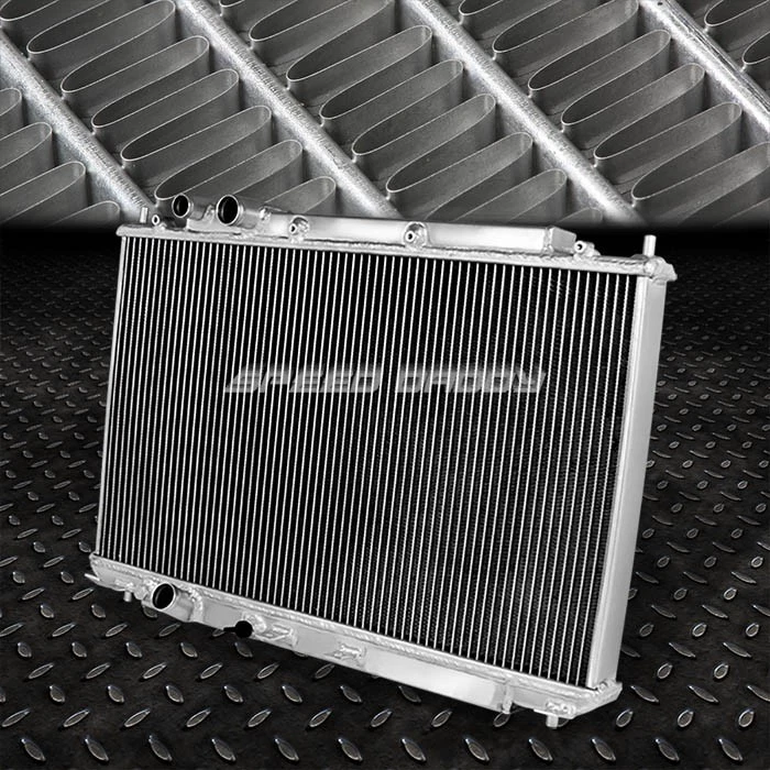 RADIADOR 2 FILAS ALUMINIO COMPLETO + VENTILADORES DE REFRIGERACIÓN 2 X 10" ROJO PARA HONDA CIVIC Si 06-11 Foto 2 de 4