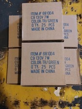 6-boxes of 25 Nickle Base Bulb "Green" C9 130V, 7W, Christmas 150 green bulbs 