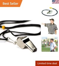 Lightweight Stainless Steel Coach Whistle with Lanyard   Perfect for Referees