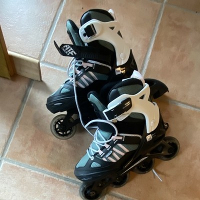 Oxelo Fitness-Inline-Skates Schwarz/Grau/Weiß mit Schnallenverschluss (Paar)