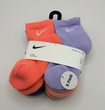Nike Unisex Kids Ankle Socks Cushioned Logo Solid 6 Pairs YTH 10C-3Y