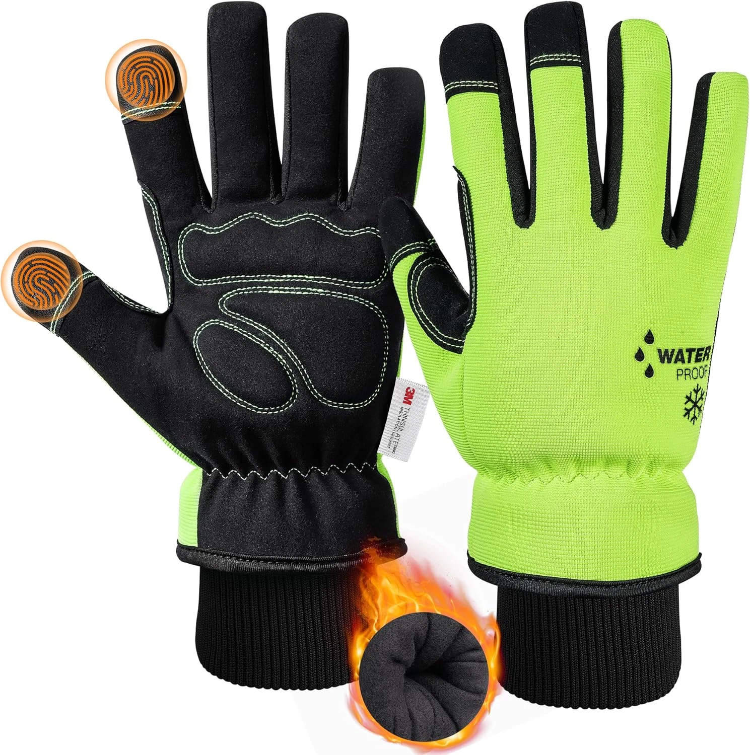100% Waterproof Winter Work Gloves for Men and Women, High Dexterity Touch Scree