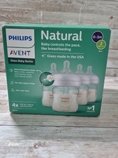 Philips Avent Natural Response Newborn, 4 Glass Baby Bottles, Slow Feeding