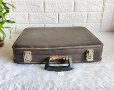 1940s Vintage Black Leather Suitcase Office Purpose Decor Collectible LETH124