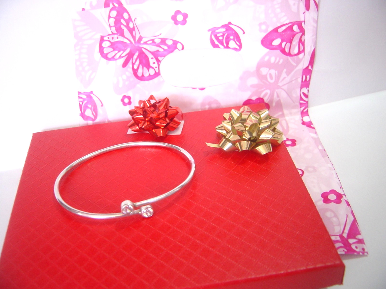 Vintage Solid Silver Pretty Bangle 8" - Unique De… - image 1