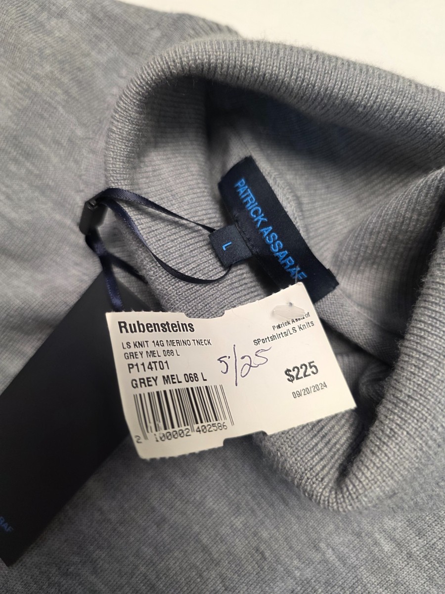 a machine 2025aw Sweater タグ付き $225 New PATRICK ASSARAF Turtleneck 100% MERINO WOOL Sweater Men's