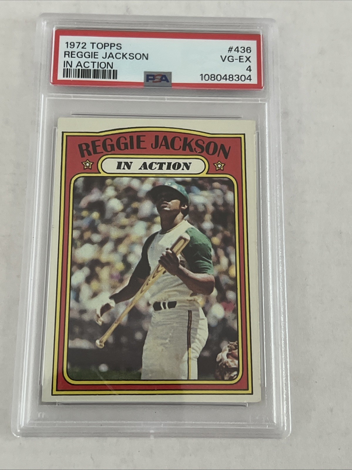 1972 Topps Reggie Jackson In Action #436 GRADED PSA 4 VG-EX Oakland A's  HOF