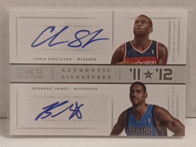 2012-13 Panini National Treasures Auto #33 Bernard James Chris Singleton 10/25.