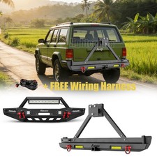 Off-road For 1989-2001 Jeep Cherokee Xj Front Rear Bumper Wspare Tire Carrier Off-road For 1989-2001 Jeep Cherokee Xj Front Rear Bumper Wspare Tire Carrier